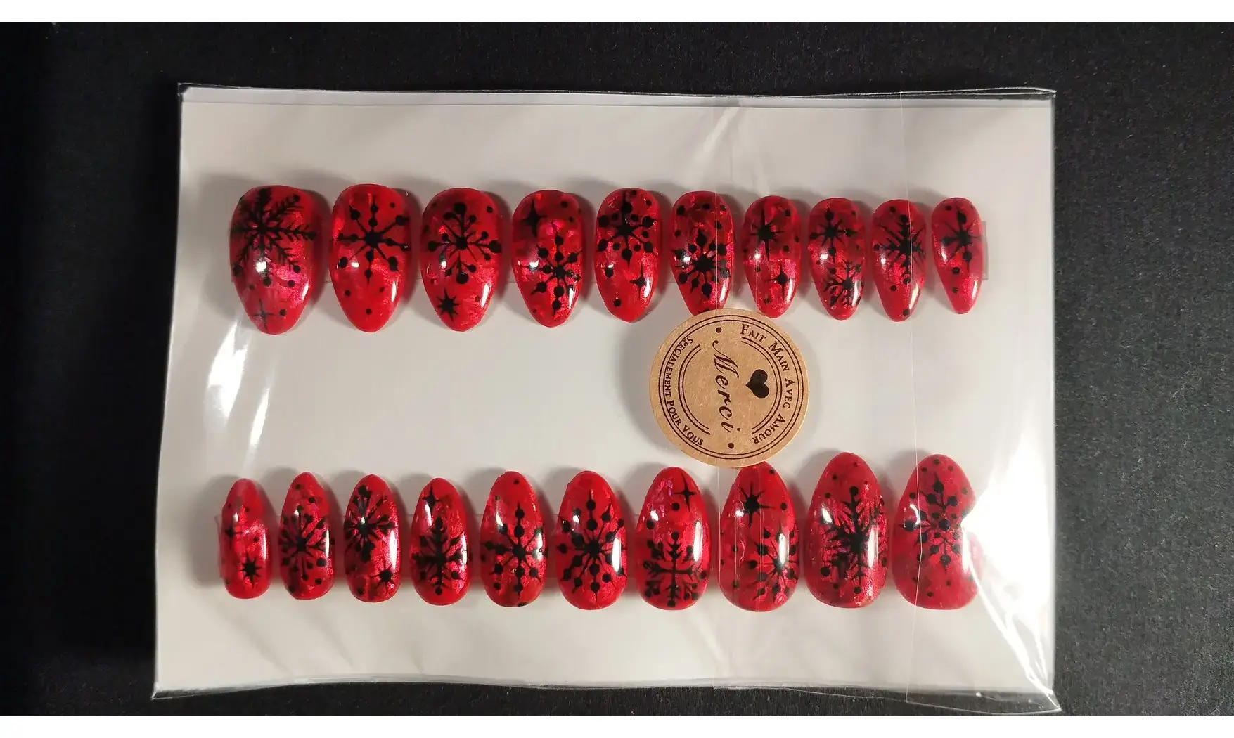 Press on nails Flocons noir - Lot 20