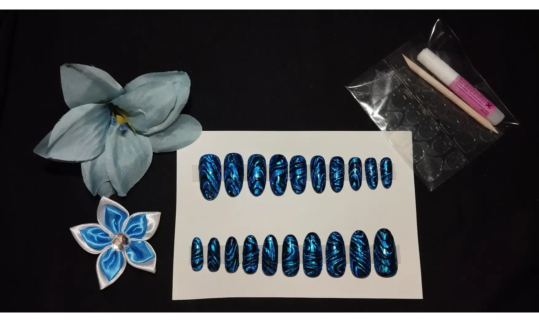 Press on Nails Vague bleu - Lot 20