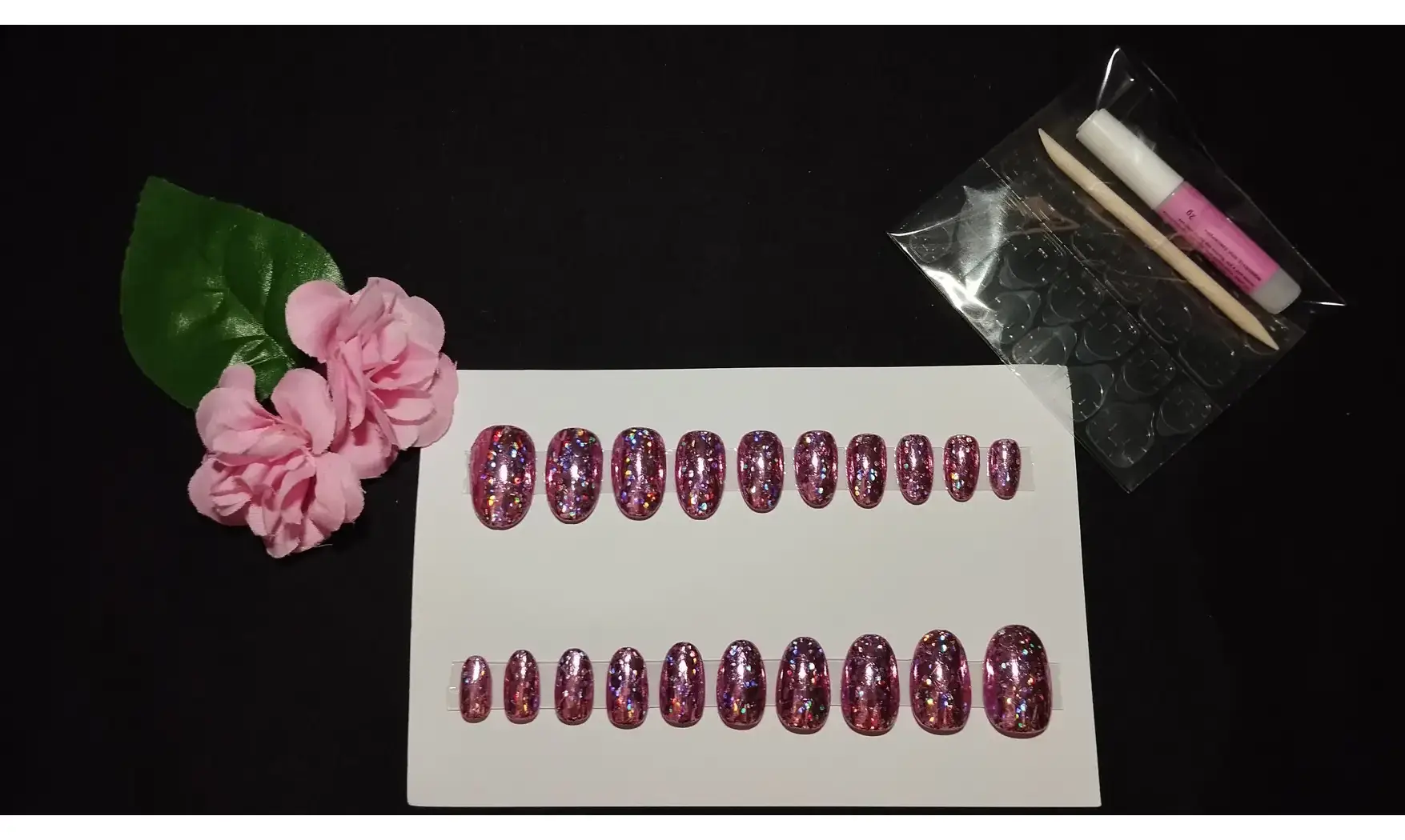 Press on Nails Foils Uni rose - Lot 20