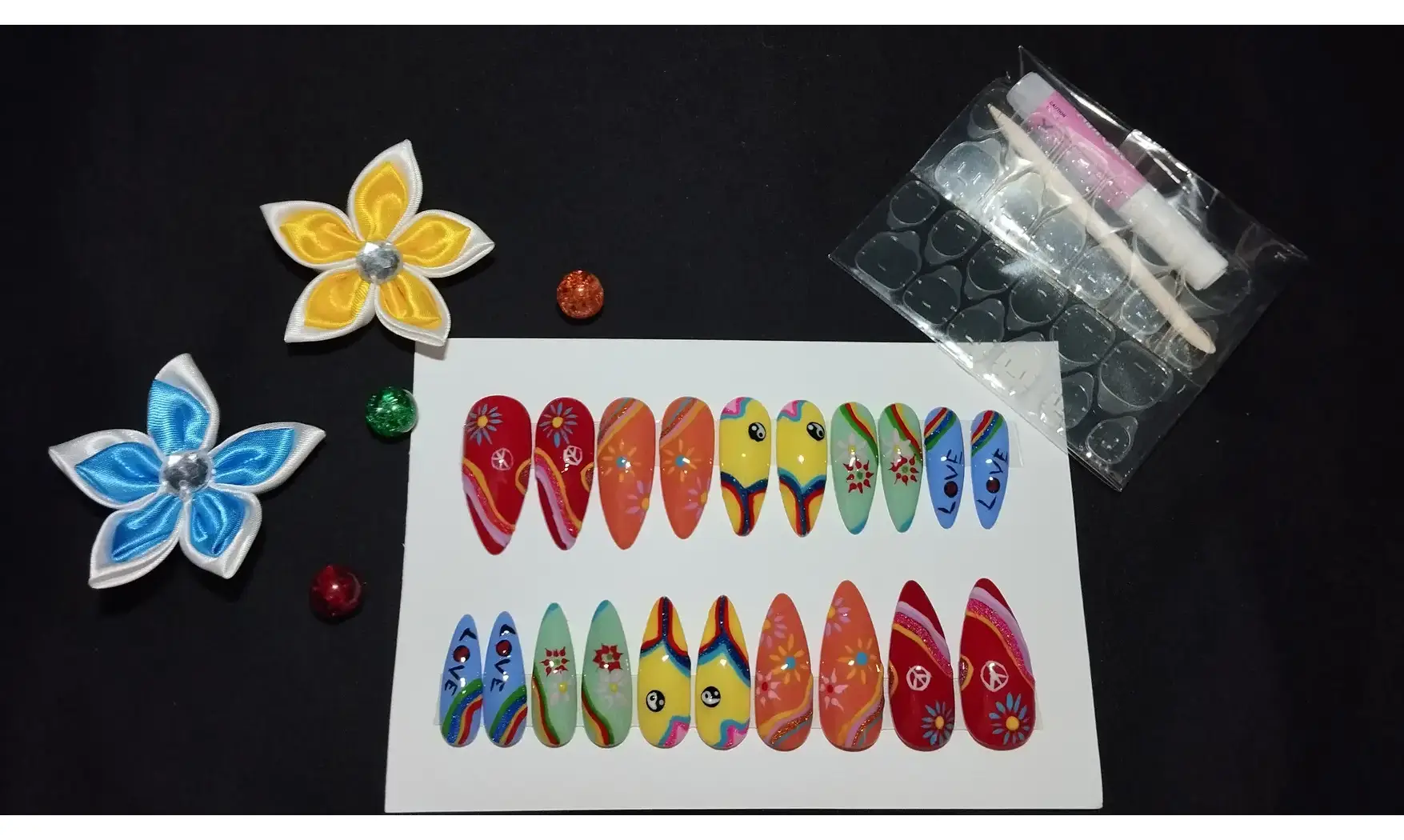 Press on nails Hippie longs - Lot 20
