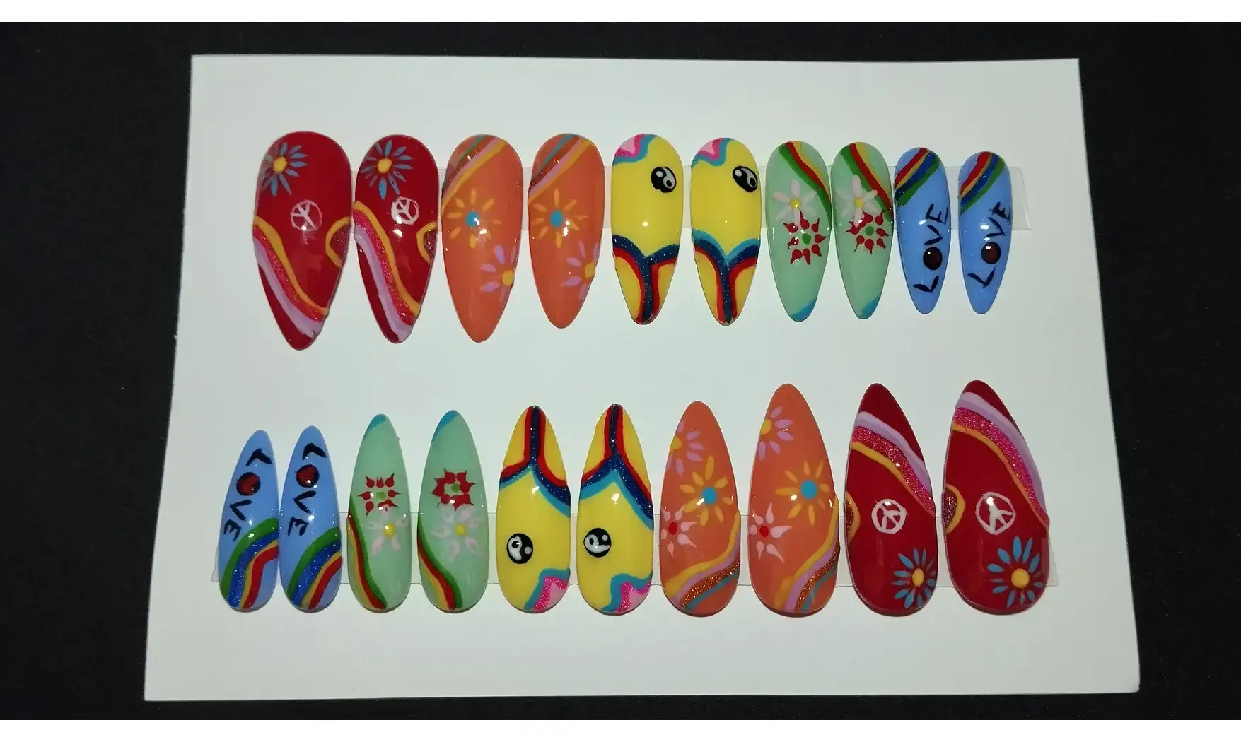 Press on nails Hippie longs - Lot 20
