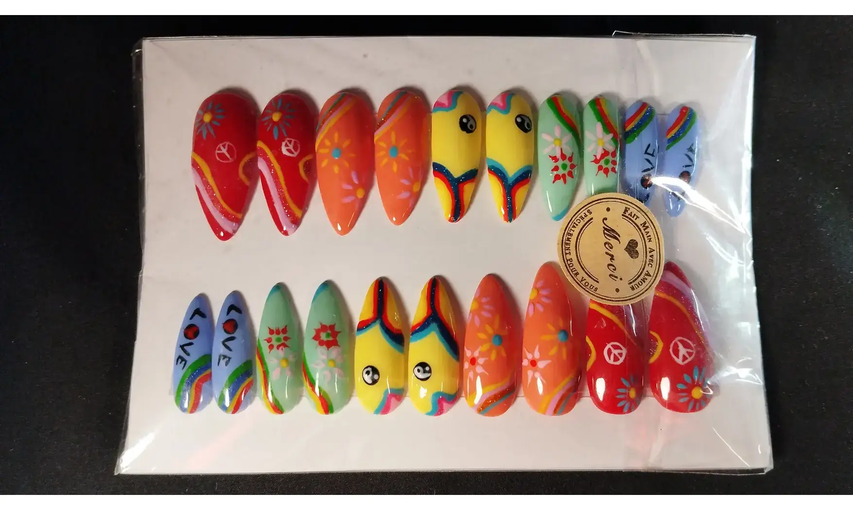 Press on nails Hippie longs - Lot 20