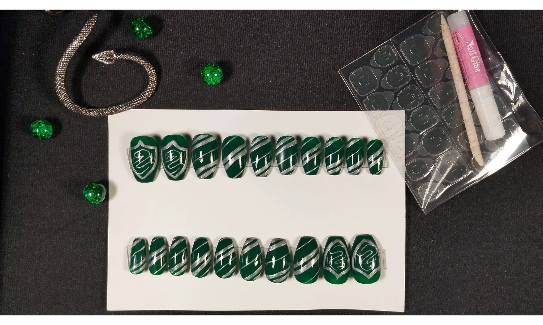 Press on nails Serpentard HP - Lot 20