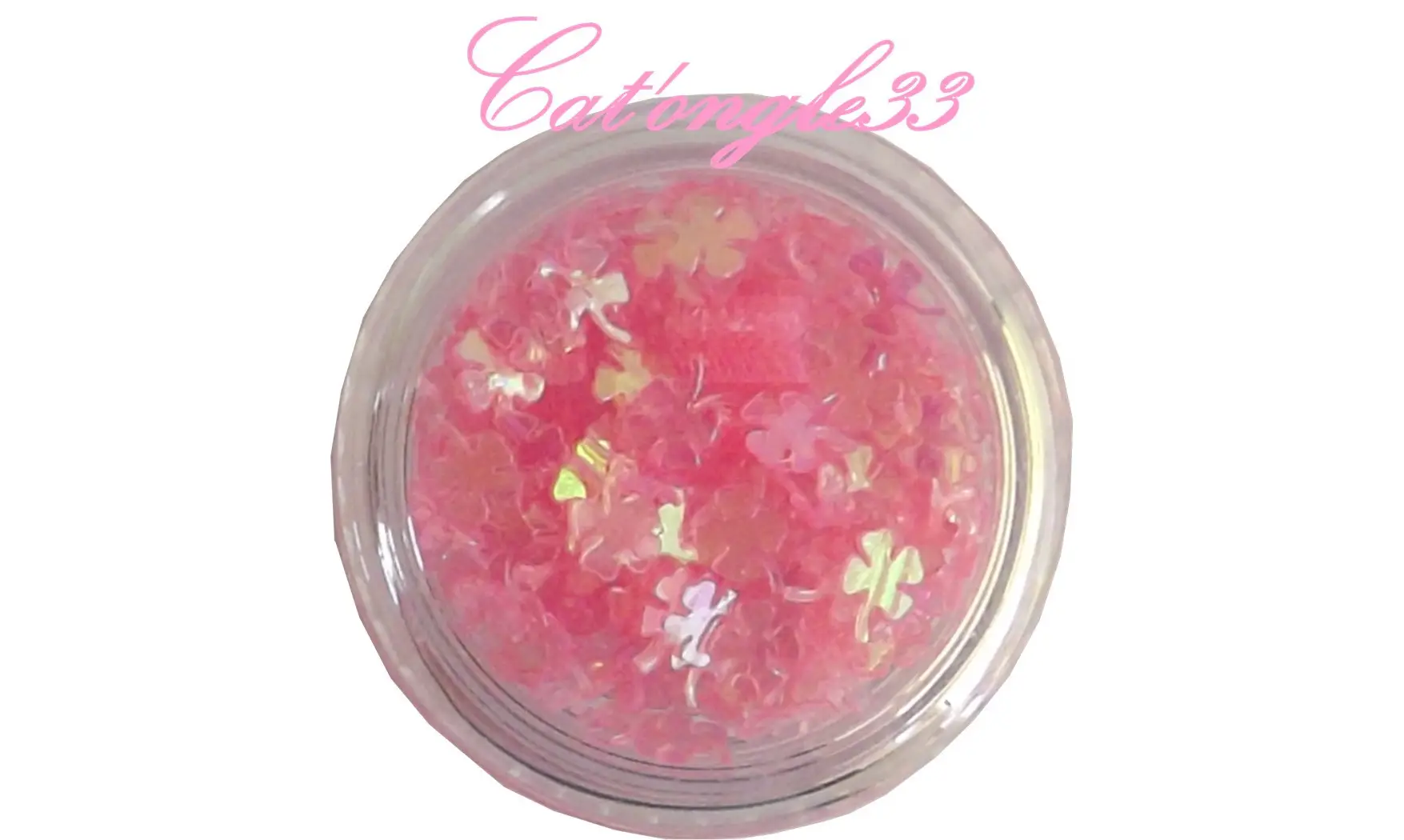 Hologramme trèfle rose transparent