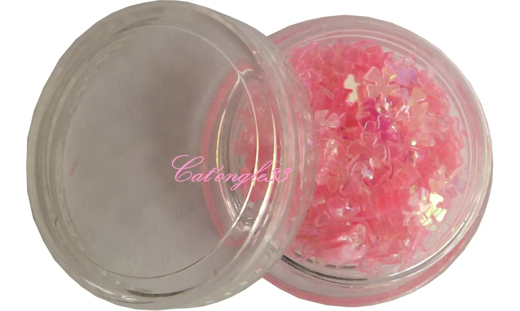 Hologramme trèfle rose transparent
