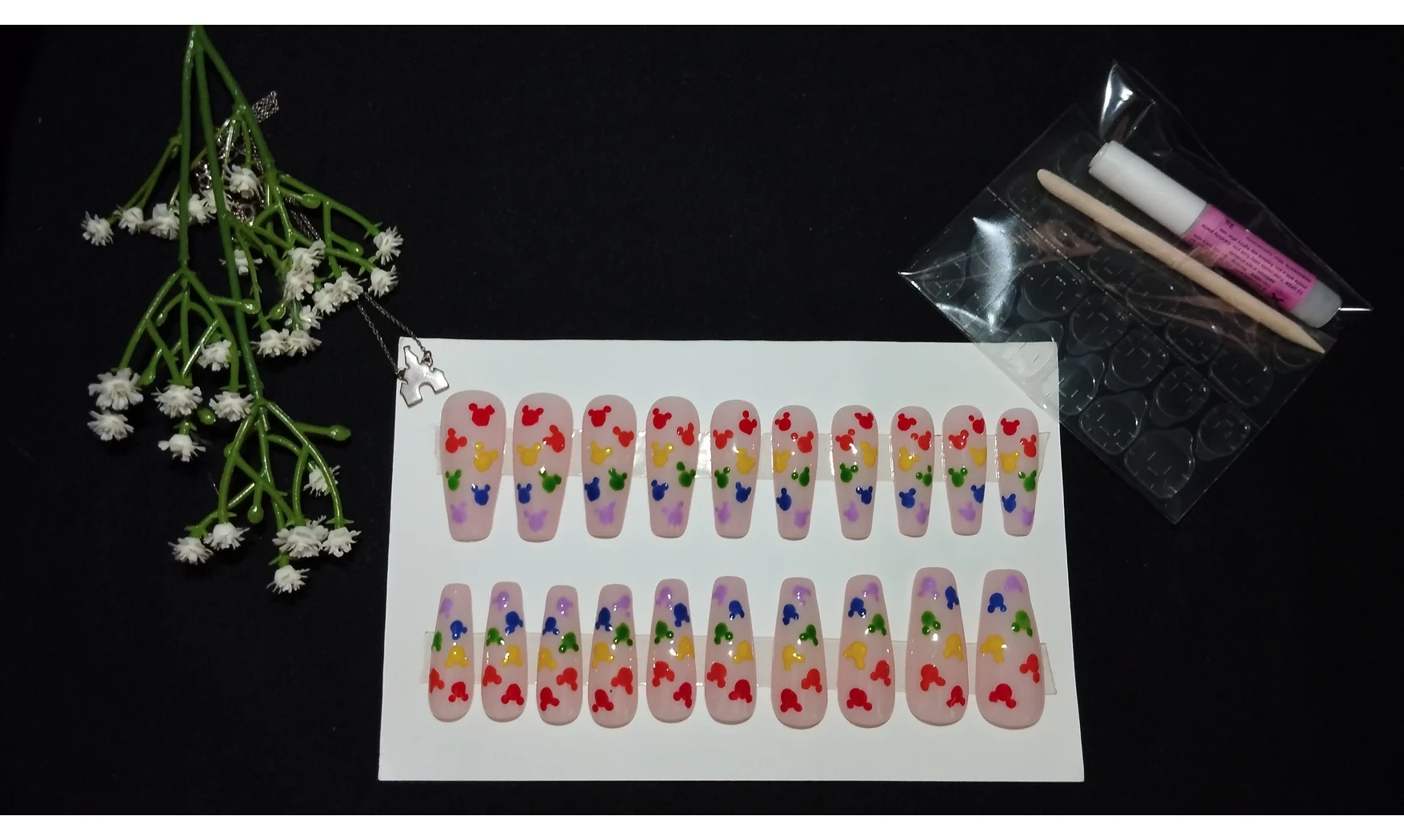 Press On Nails Mickey Couleurs - Lot 20