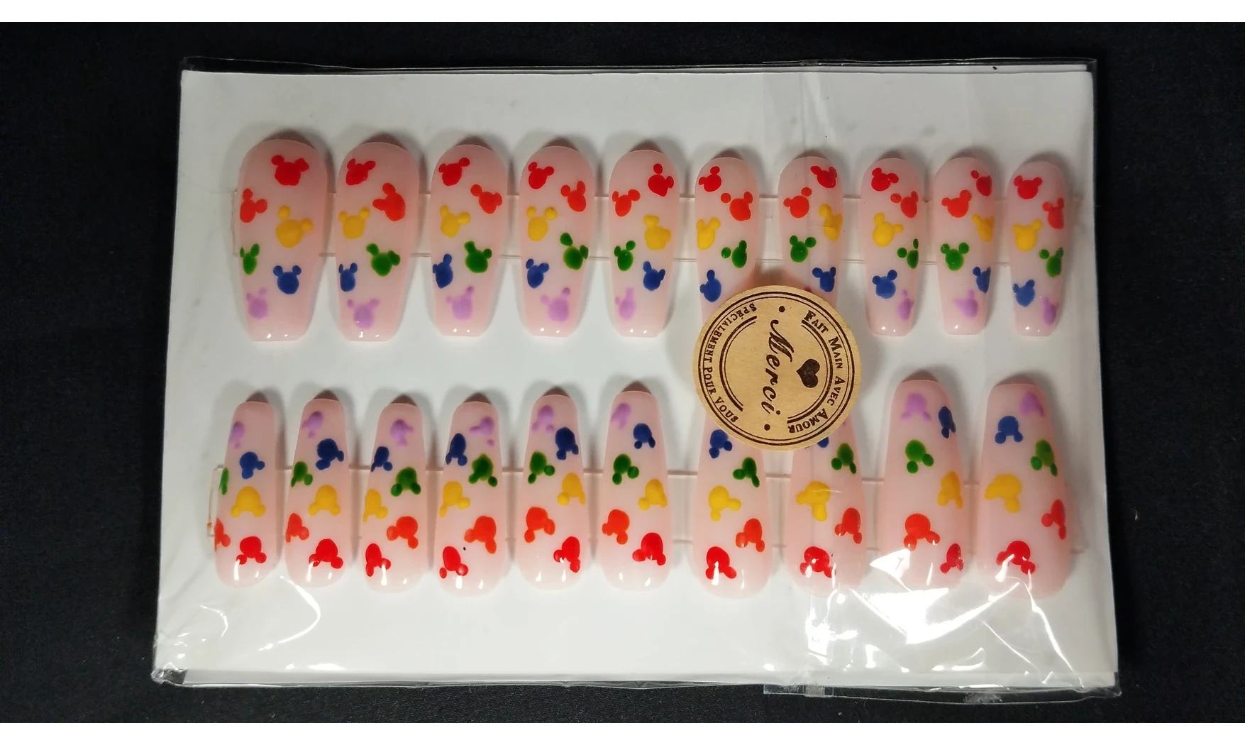 Press On Nails Mickey Couleurs - Lot 20