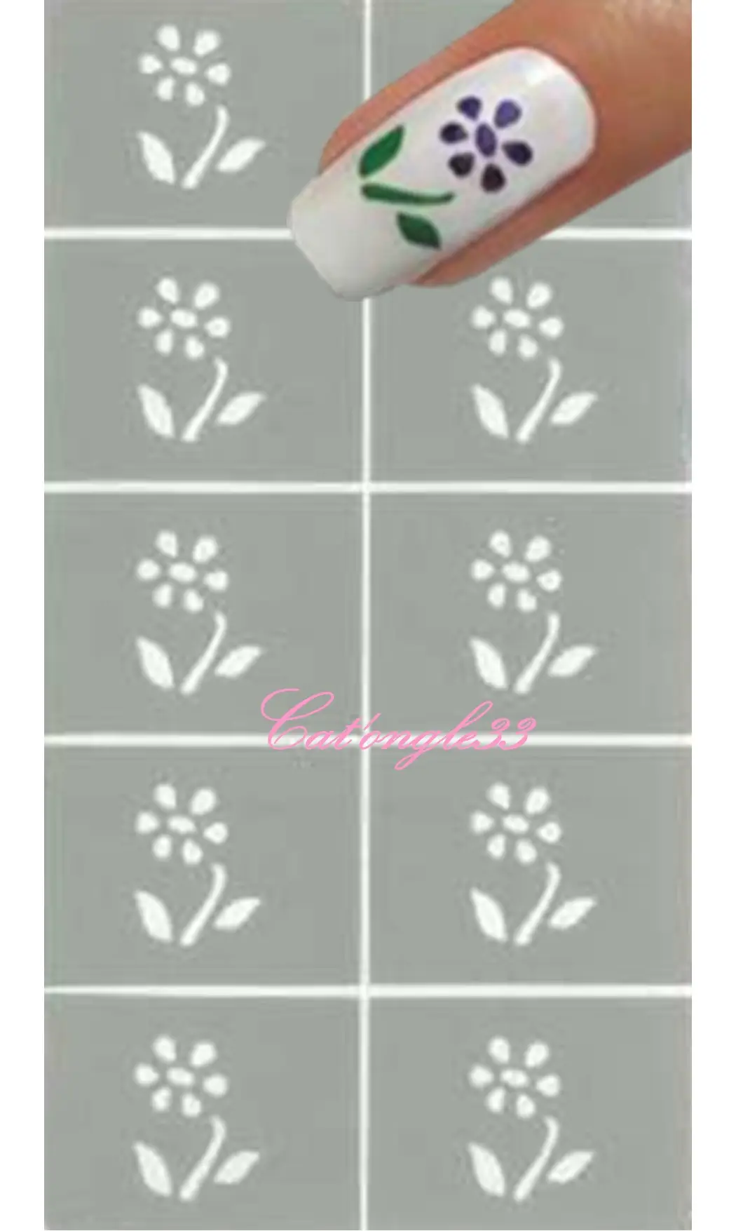 Pochoir autocollant fleurs sur tige