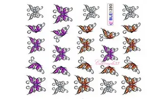 Water decal papillon orange rose BLE1390