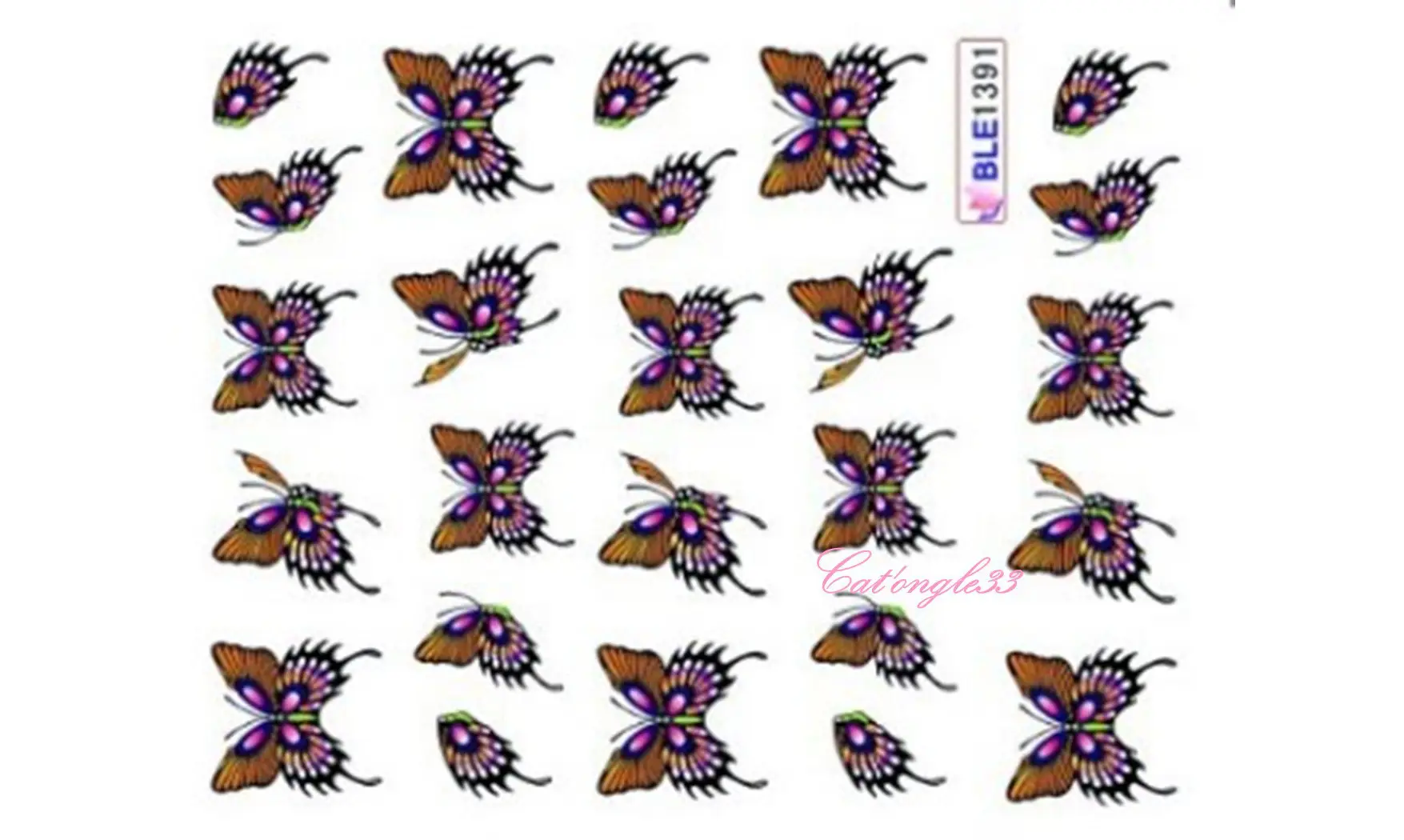 Water decal papillon orange BLE1391