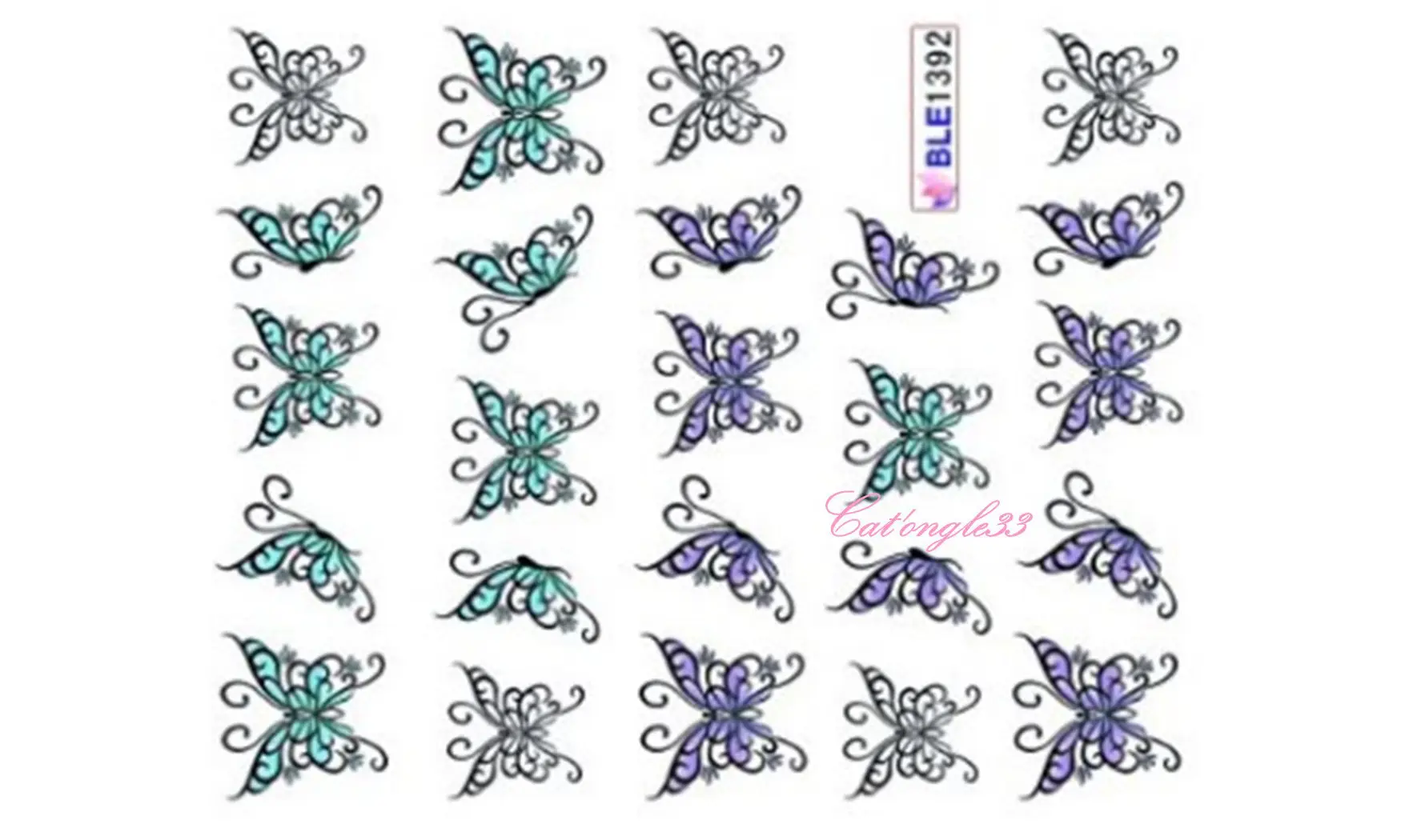 Water decal papillon bleu BLE1392