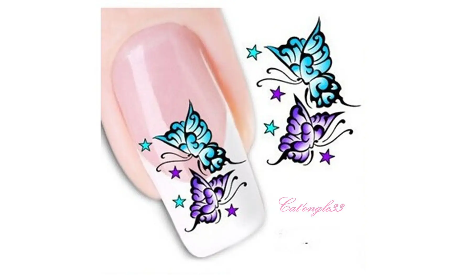 Water decal papillon violet BLE1394