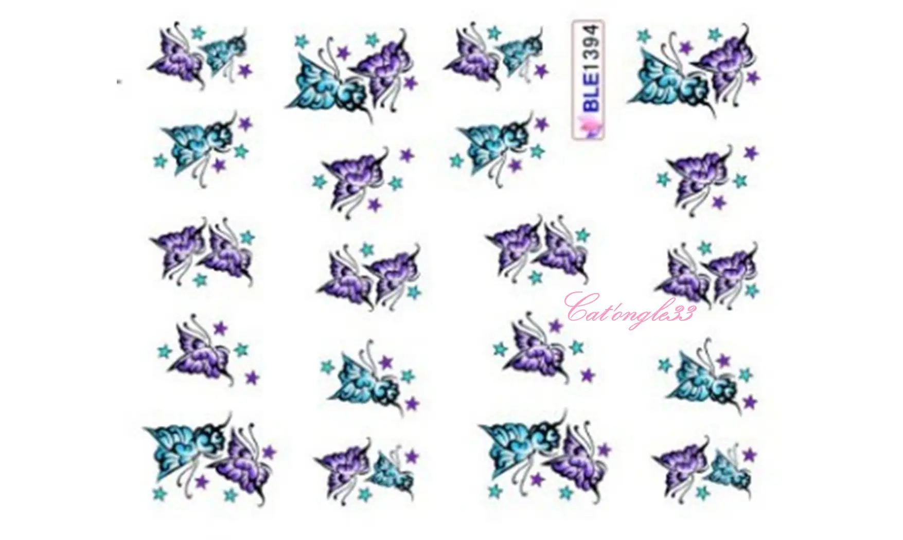 Water decal papillon violet BLE1394
