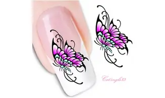 Water decal papillon rose violet BLE1396