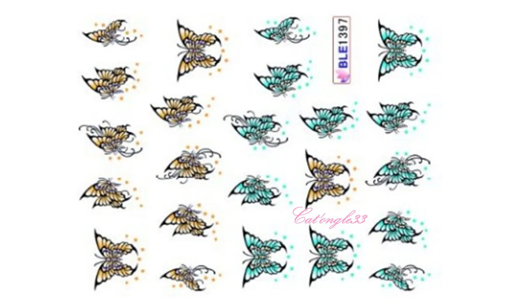 Water decal papillon jaune BLE1397