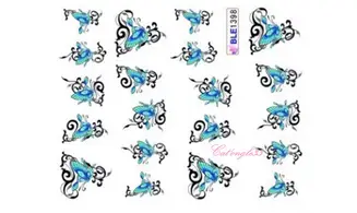 Water decal papillon turquoise BLE1398