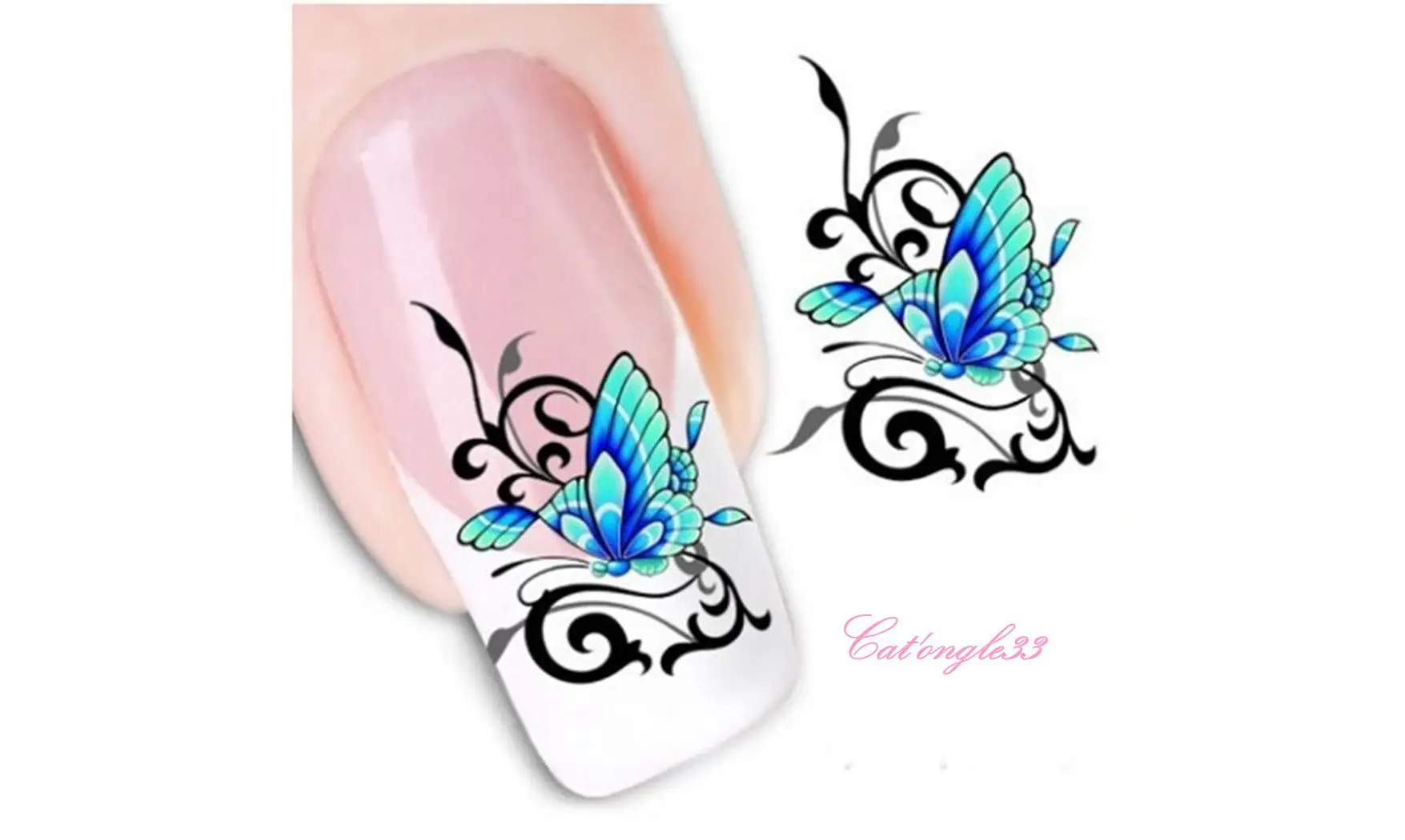 Water decal papillon turquoise BLE1398