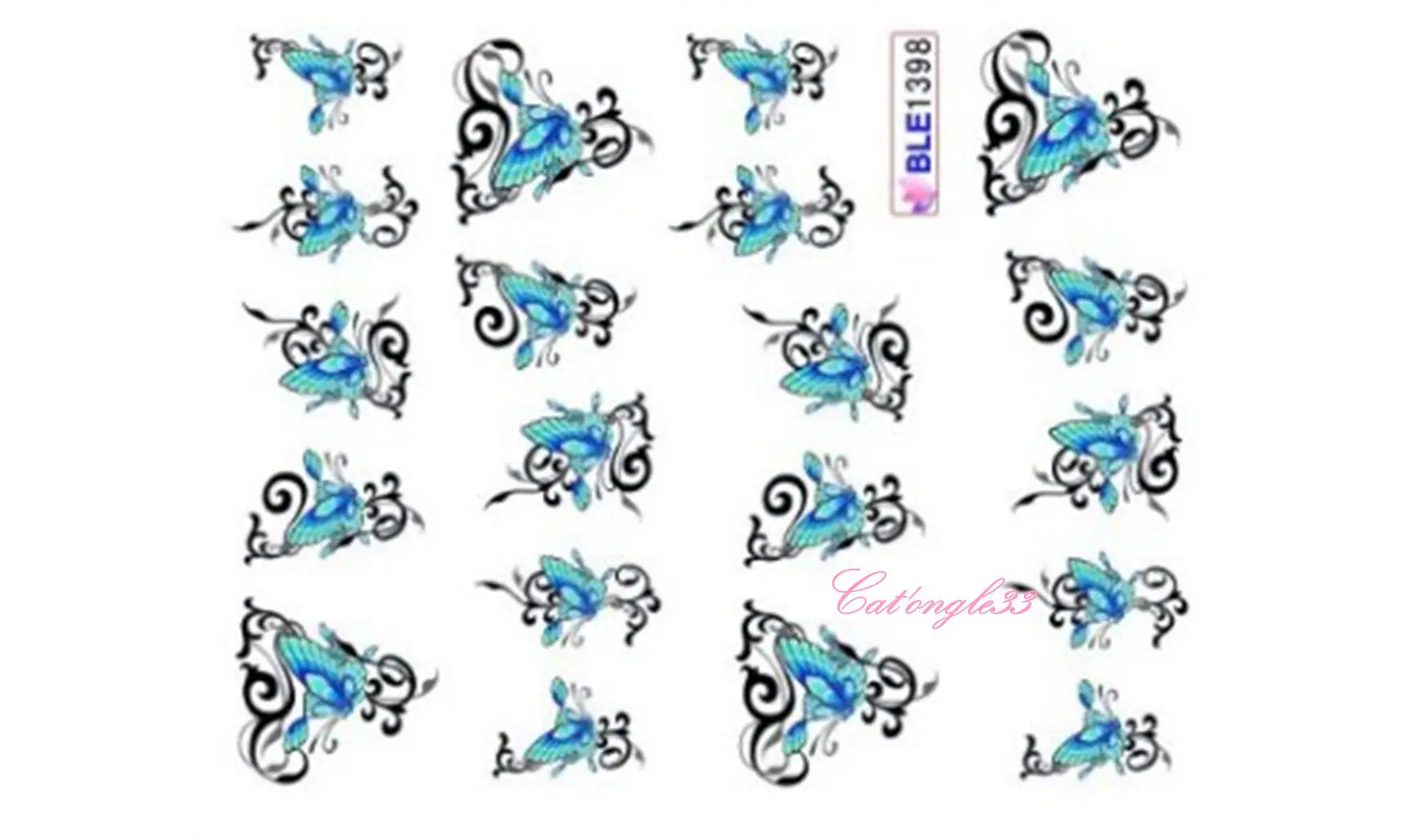 Water decal papillon turquoise BLE1398