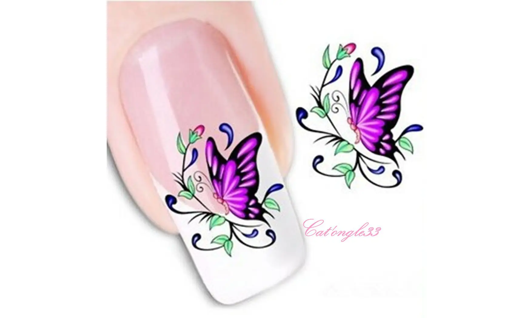 Water decal papillon fuchsia BLE1399