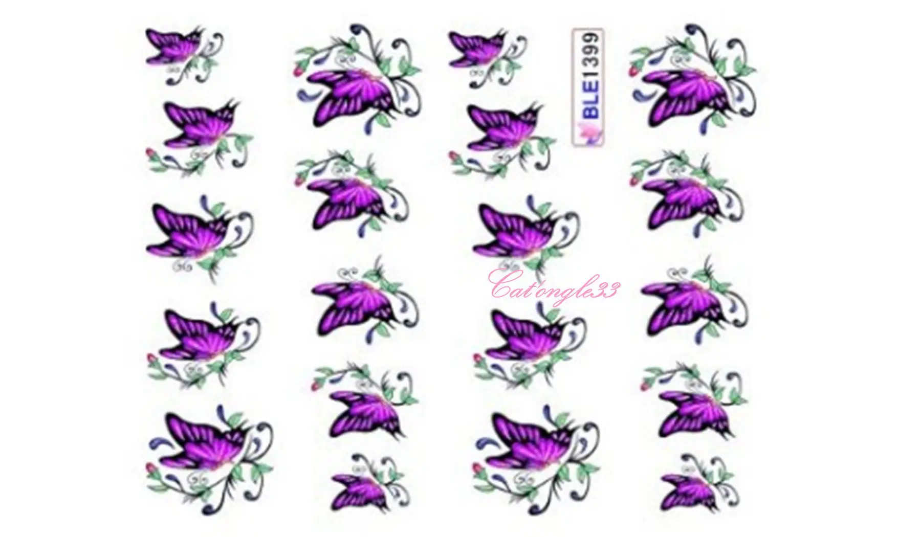 Water decal papillon fuchsia BLE1399