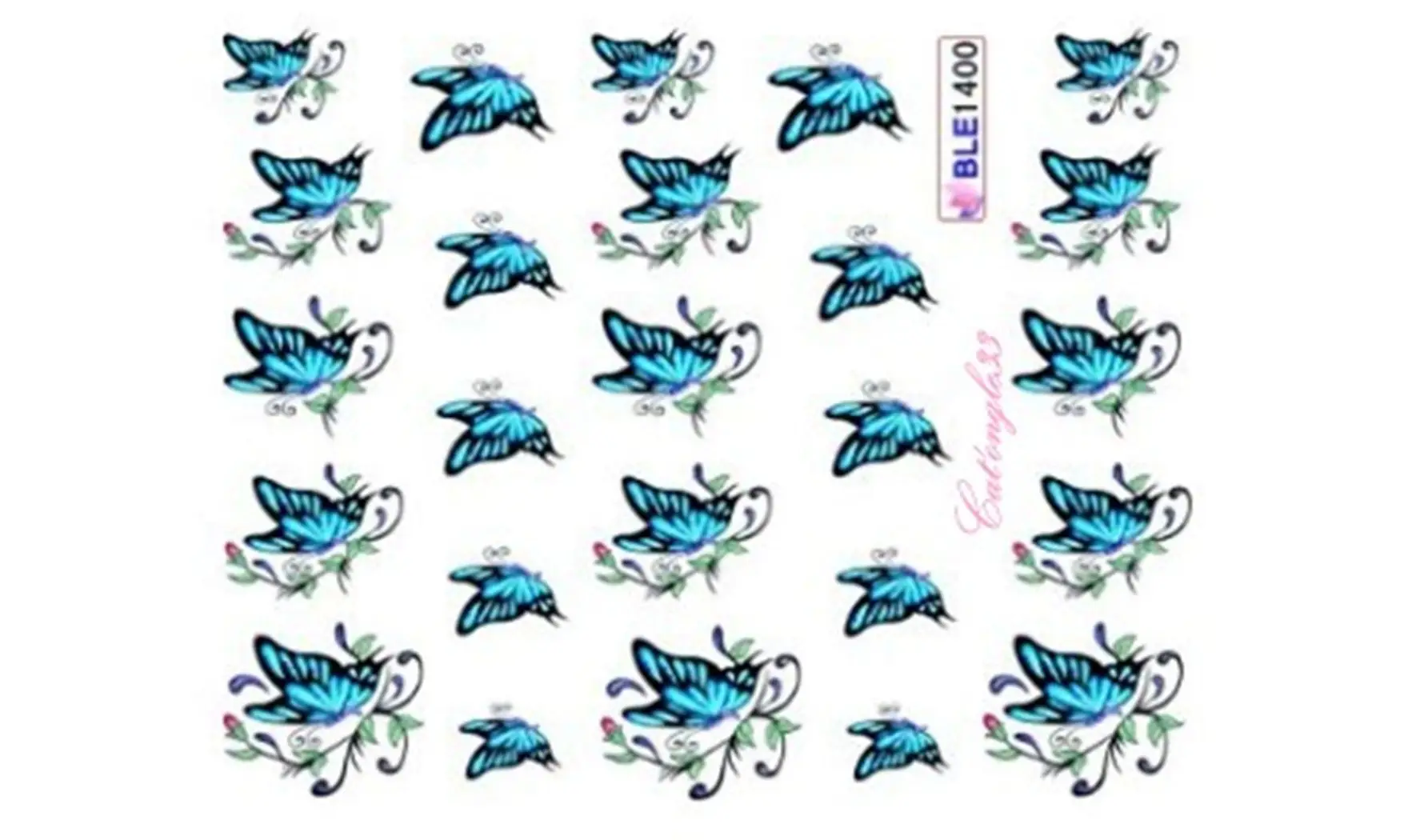 Water decal papillon turquoise BLE1400
