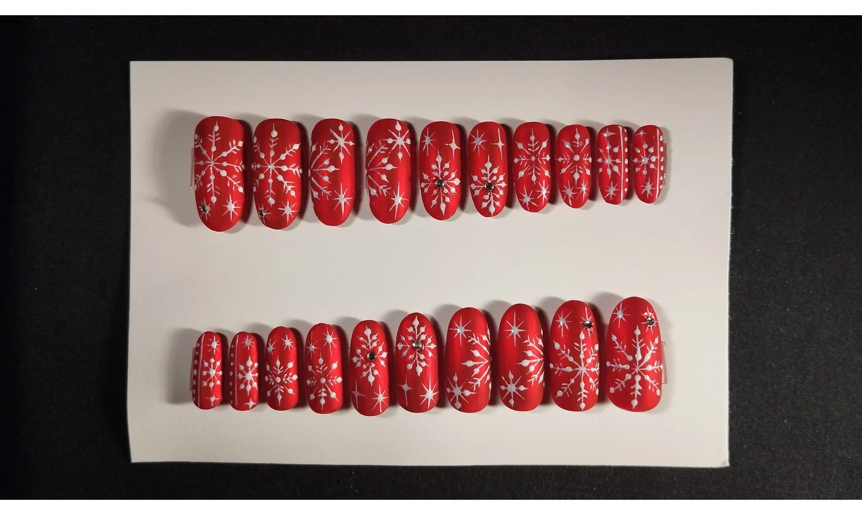 Press on nails Rouge mât flocon - Lot 20