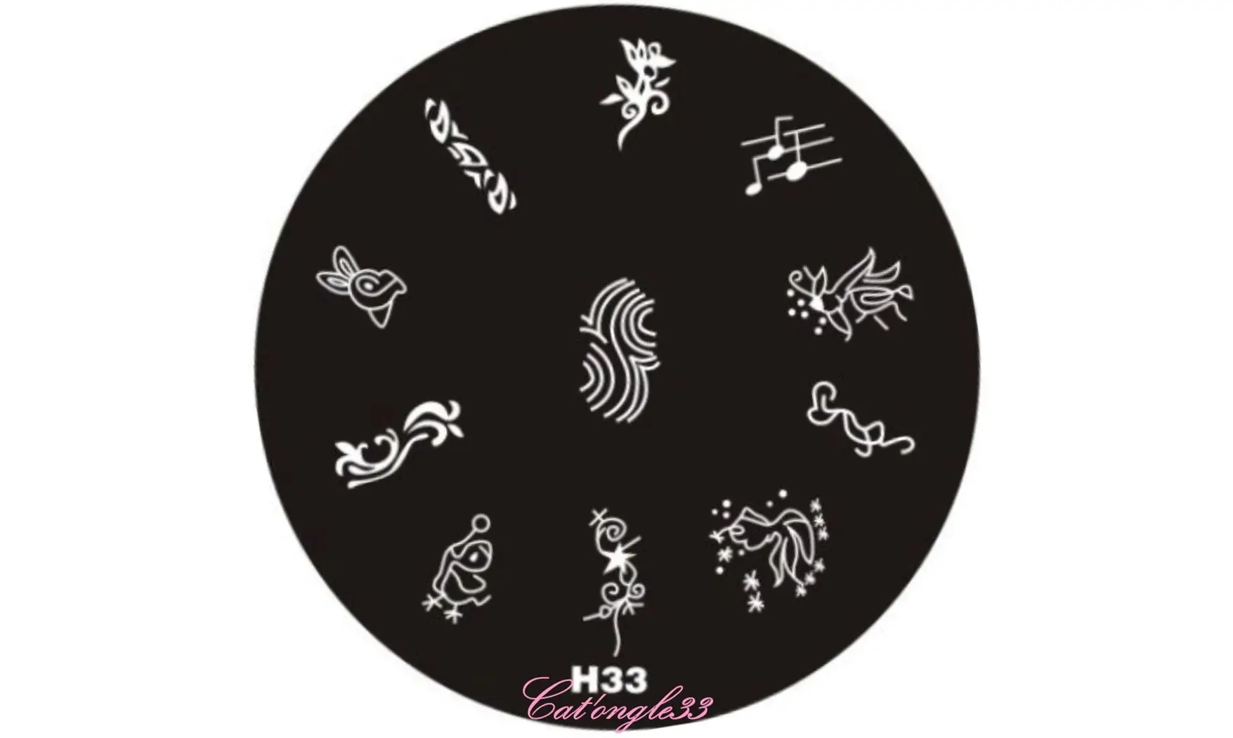 Plaque stamping H33 ronde nail art