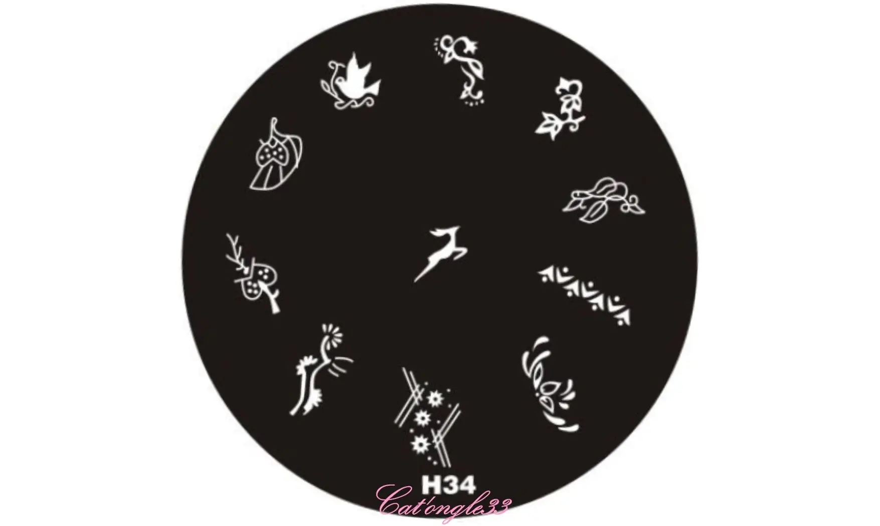 Plaque stamping H34 ronde nail art