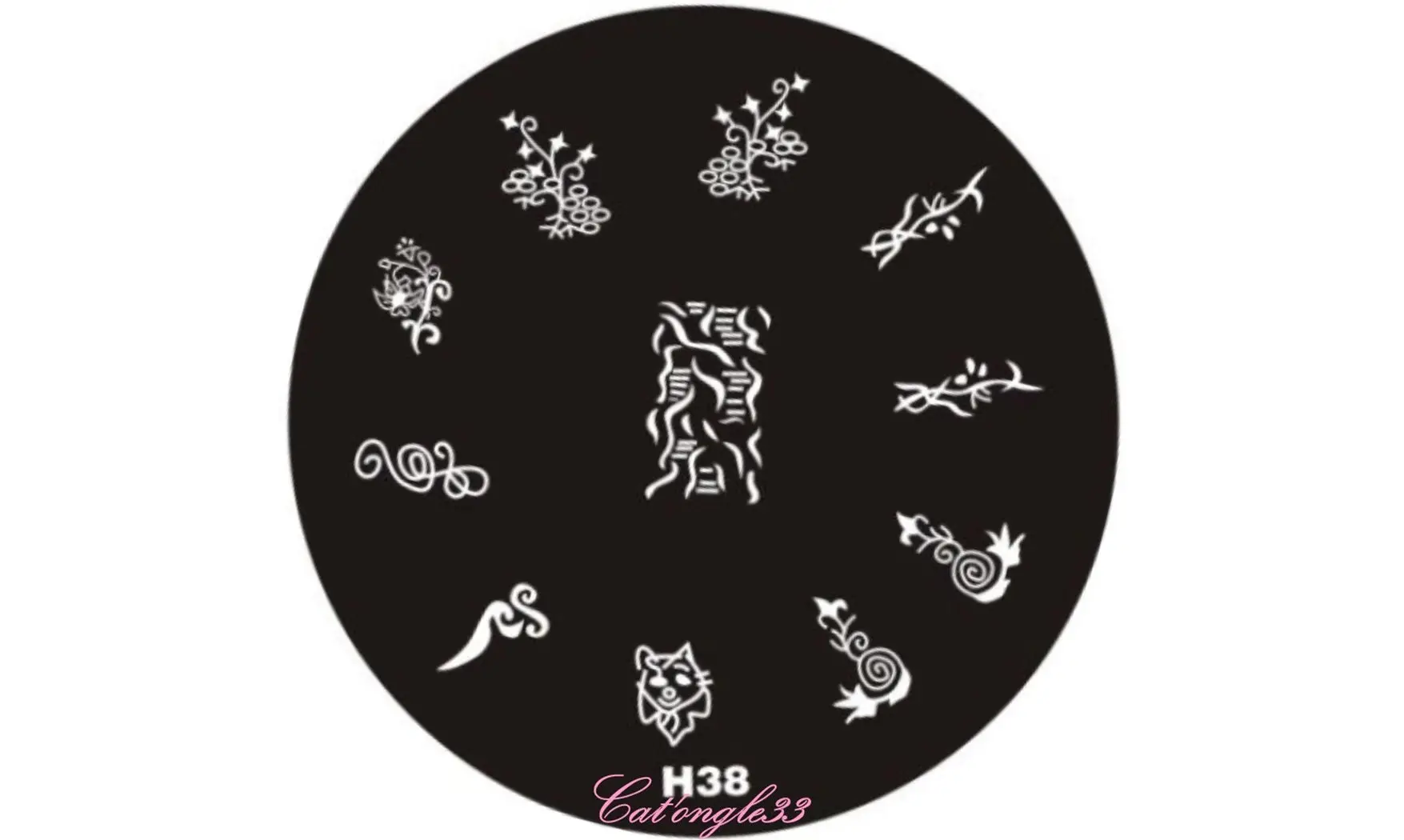 Plaque stamping H38 ronde nail art