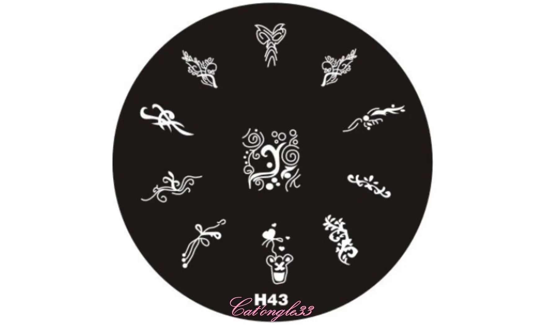 Plaque stamping H43 ronde nail art