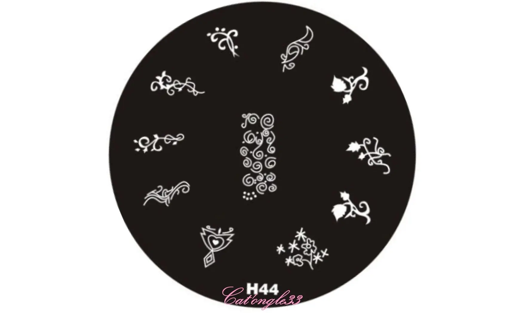 Plaque stamping H44 ronde nail art
