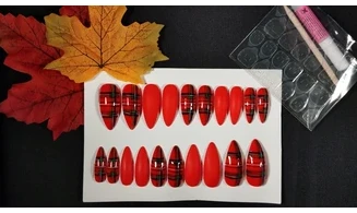 Press on nails Tartan orange - Lot 20