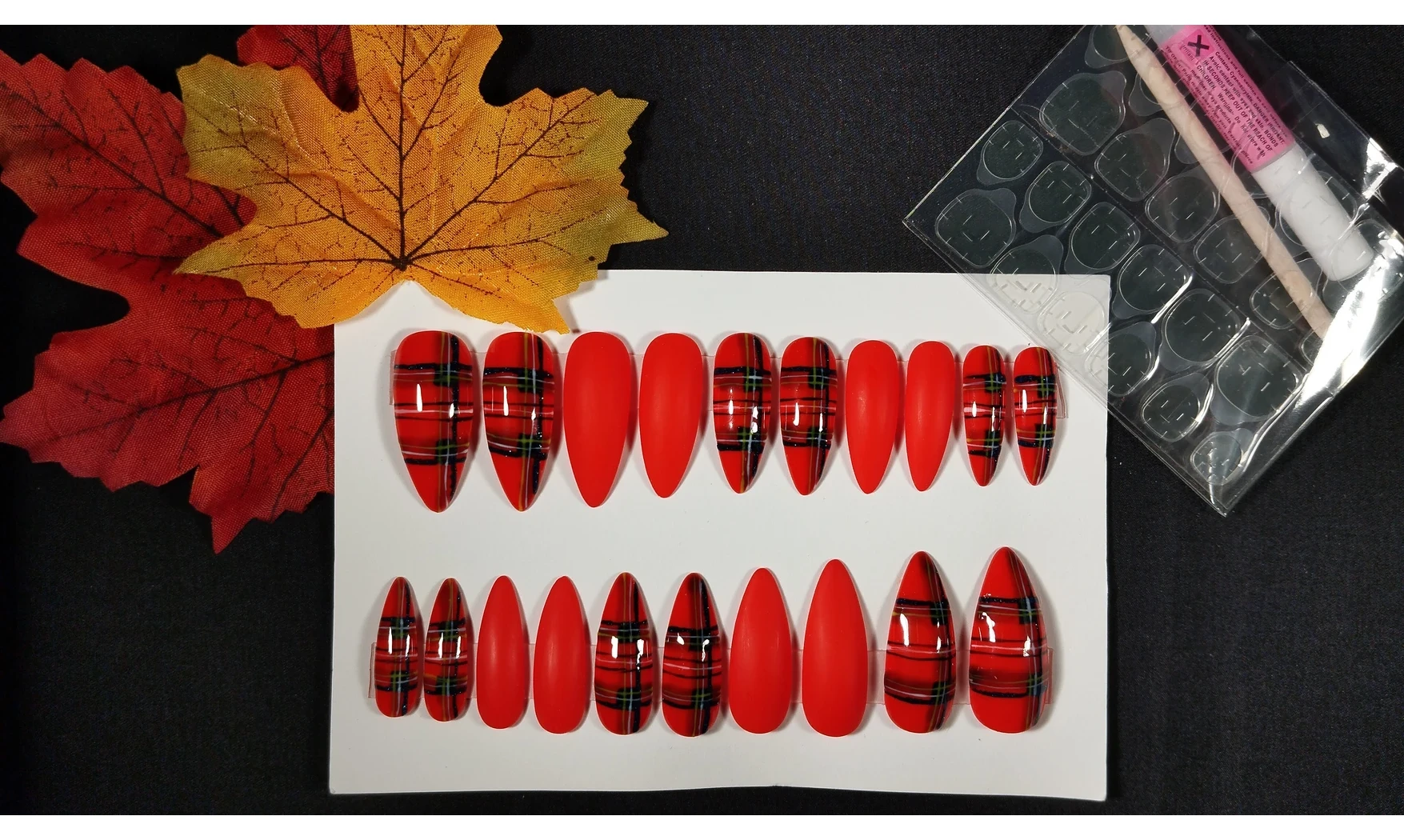 Press on nails Tartan orange - Lot 20