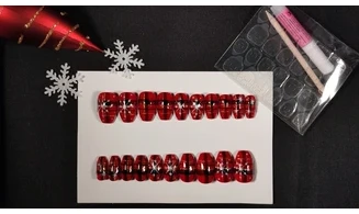 Press on nails Tartan flocons - Lot 20