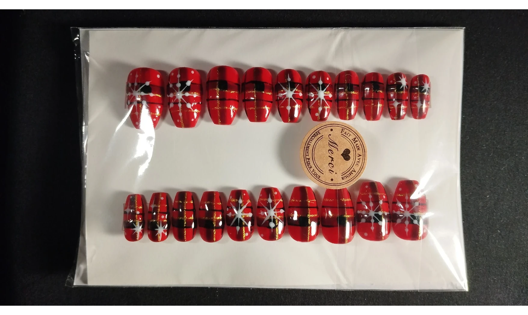 Press on nails Tartan flocons - Lot 20