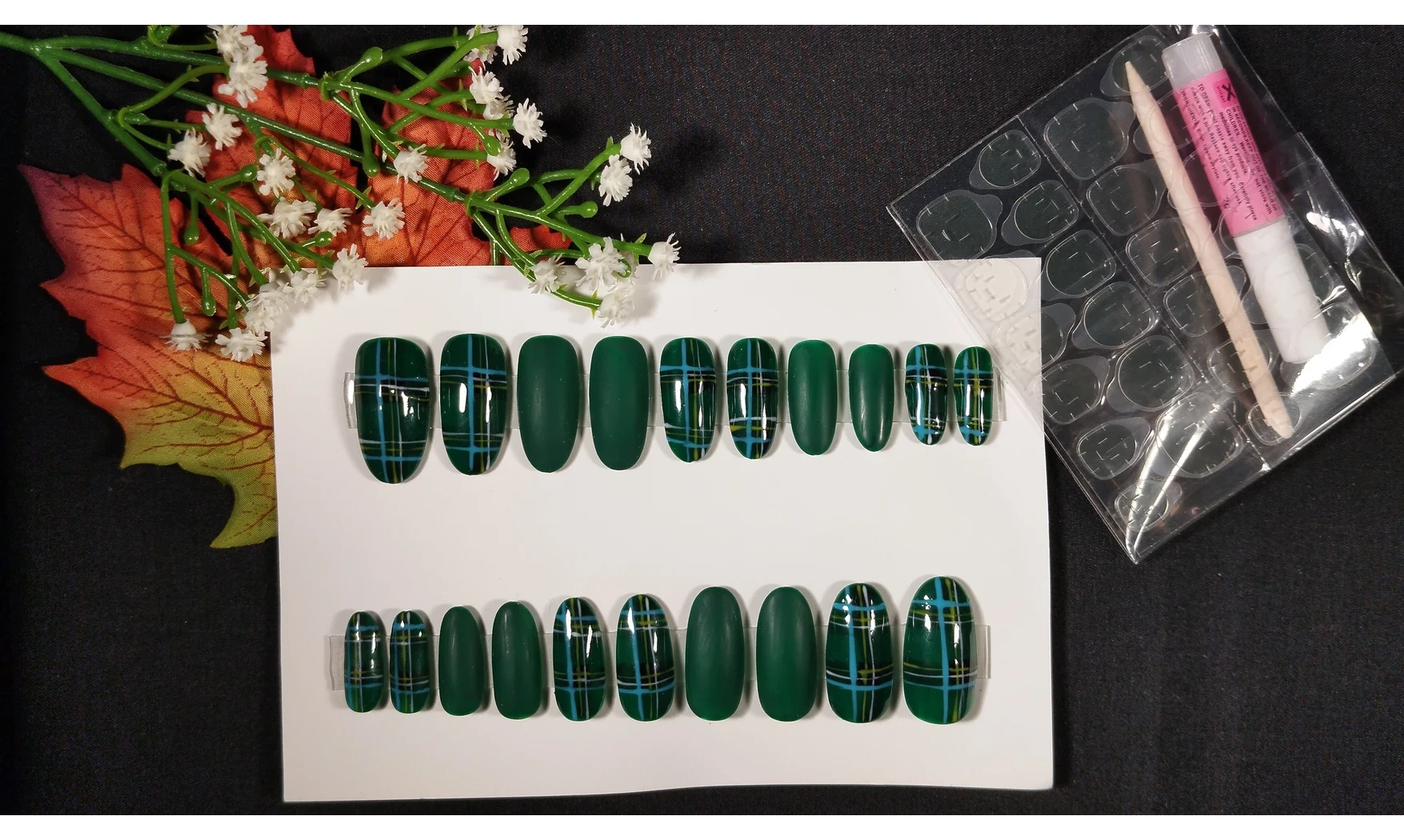 Press on nails Tartan vert - Lot 20