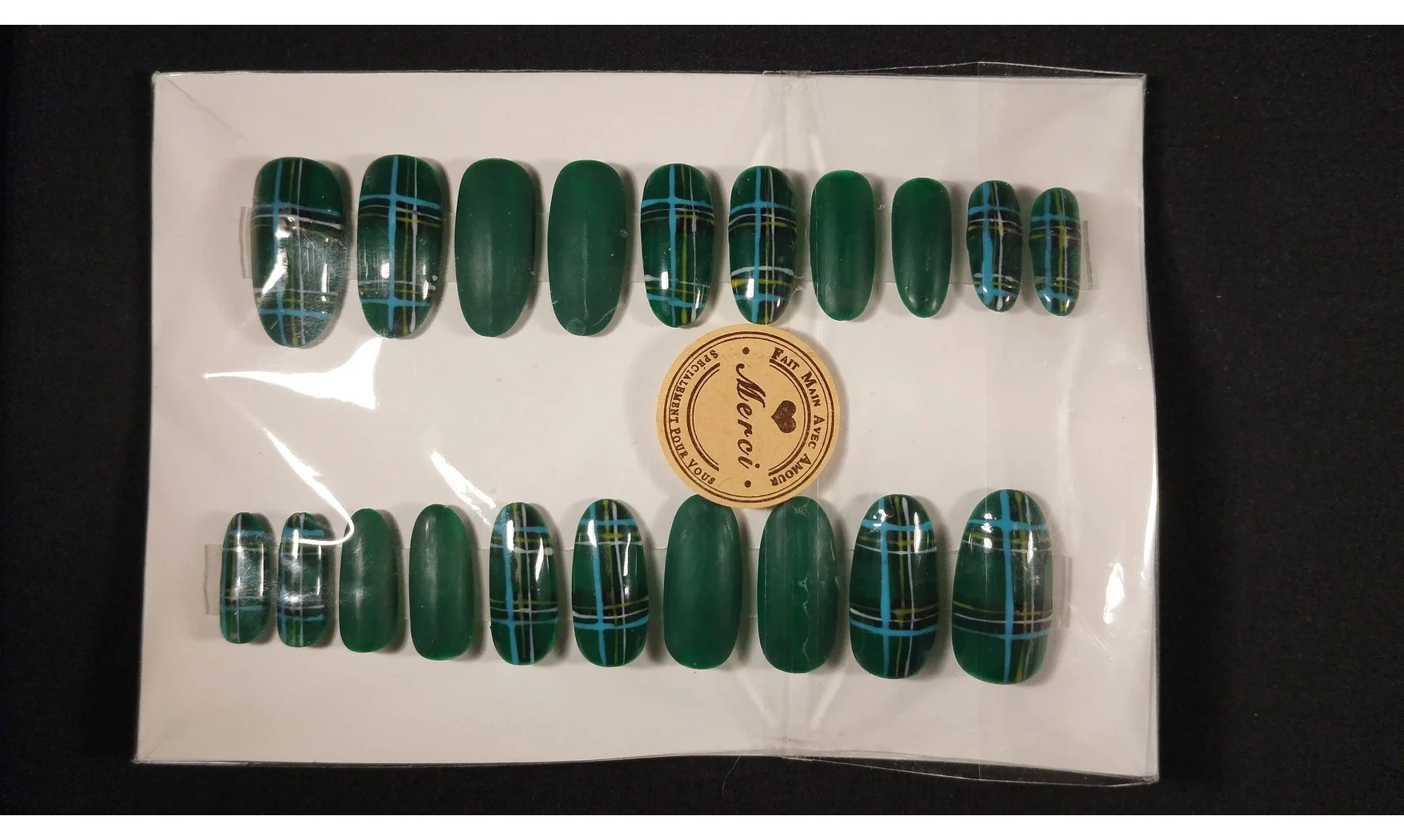 Press on nails Tartan vert - Lot 20