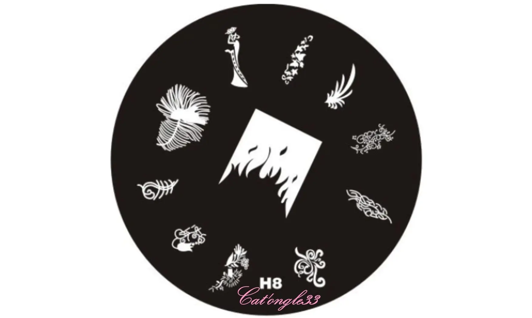 Plaque stamping H08 ronde nail art