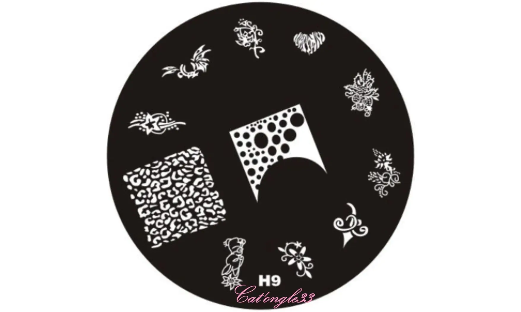 Plaque stamping H09 ronde nail art