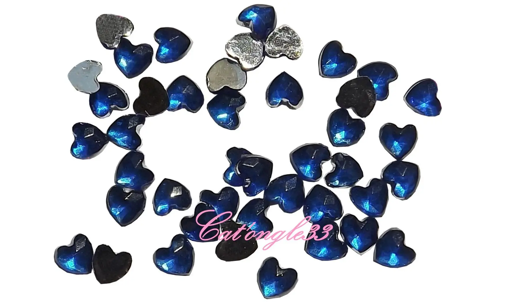 Strass cœur bleu roi