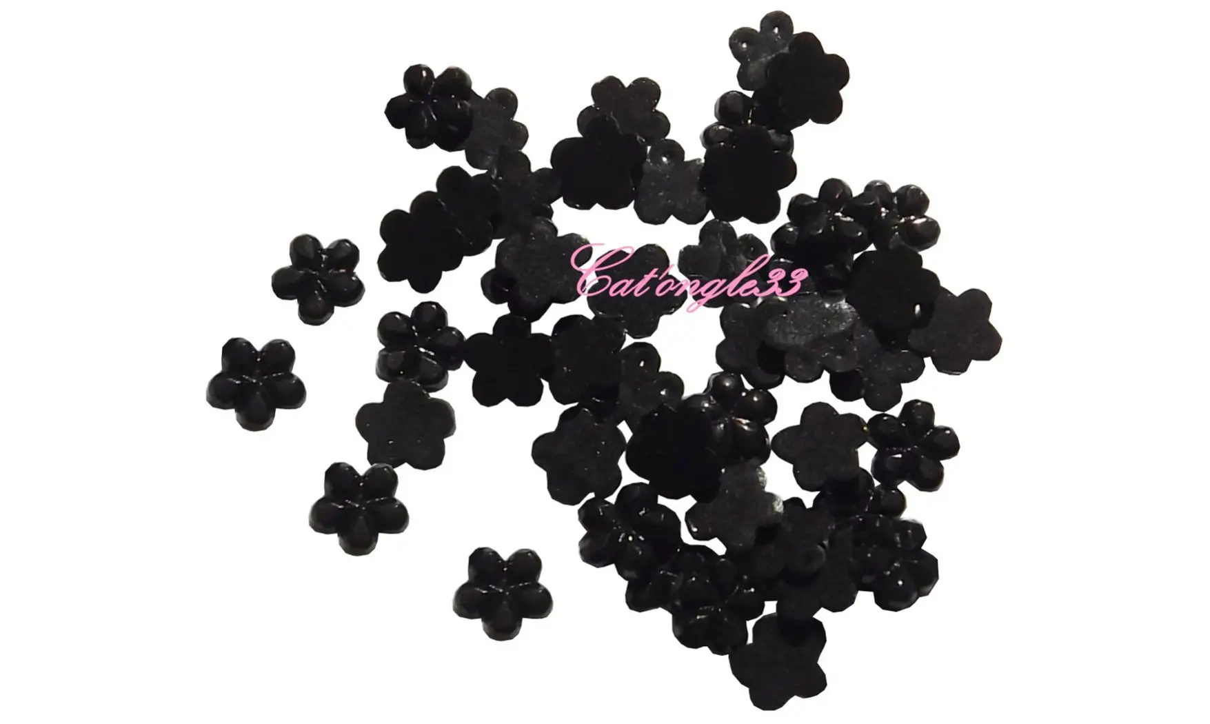 Strass fleurs noir