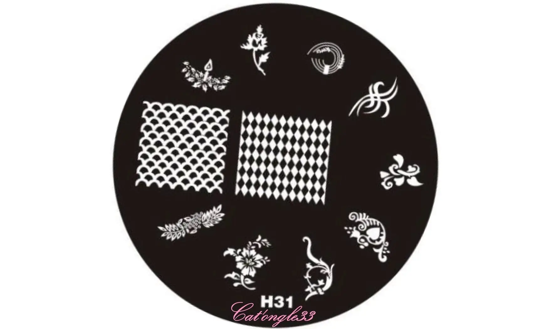 Plaque stamping H31 ronde nail art