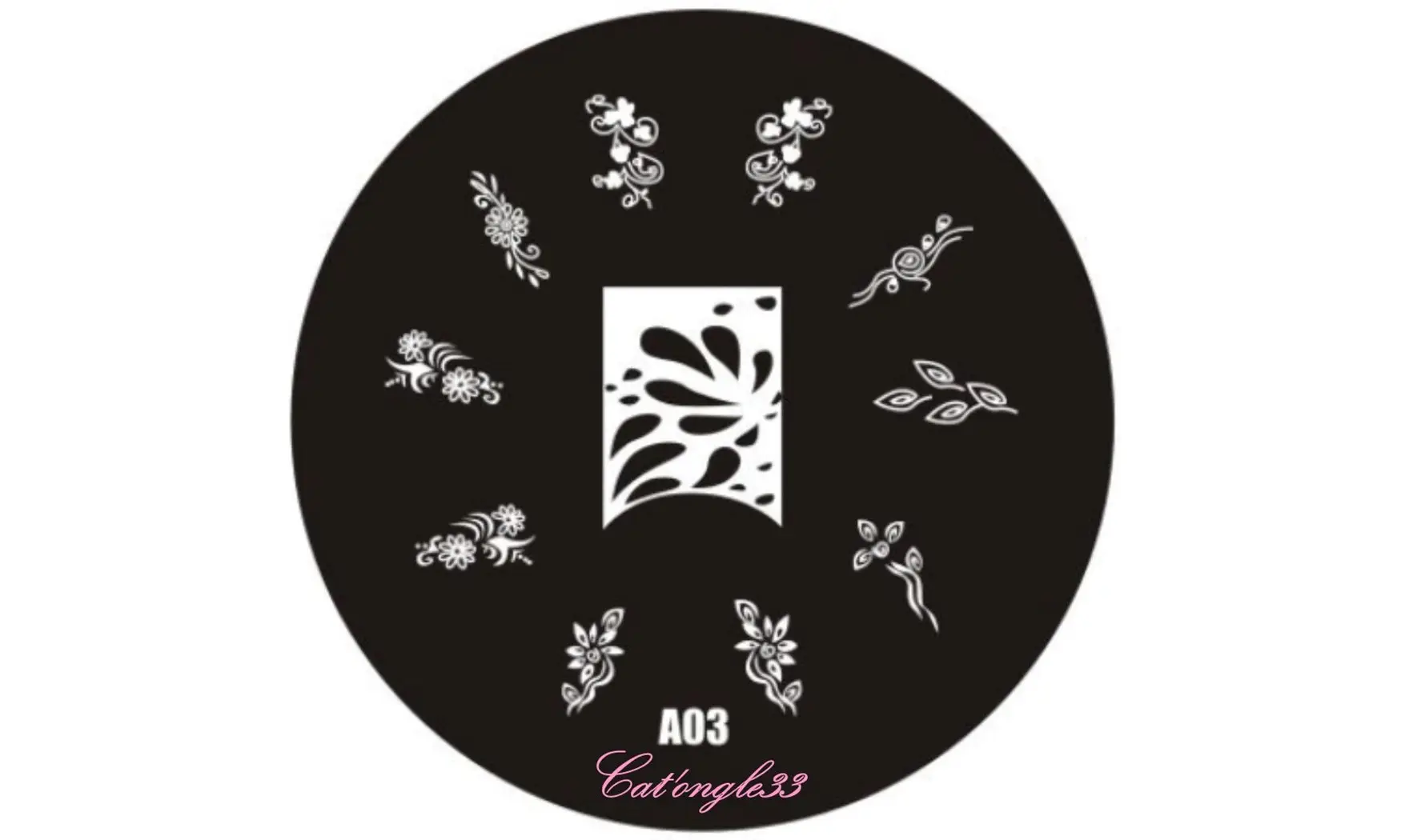 plaque stamping ronde A03 nail art