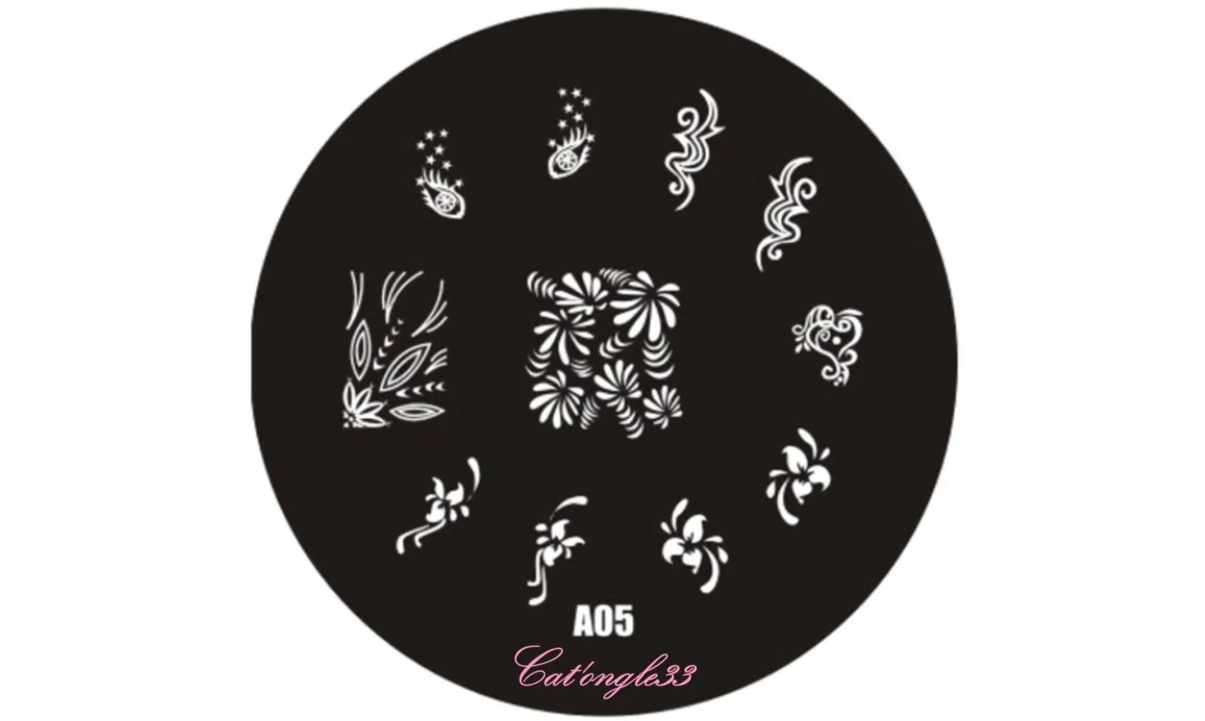 Plaque stamping ronde A05 nail art