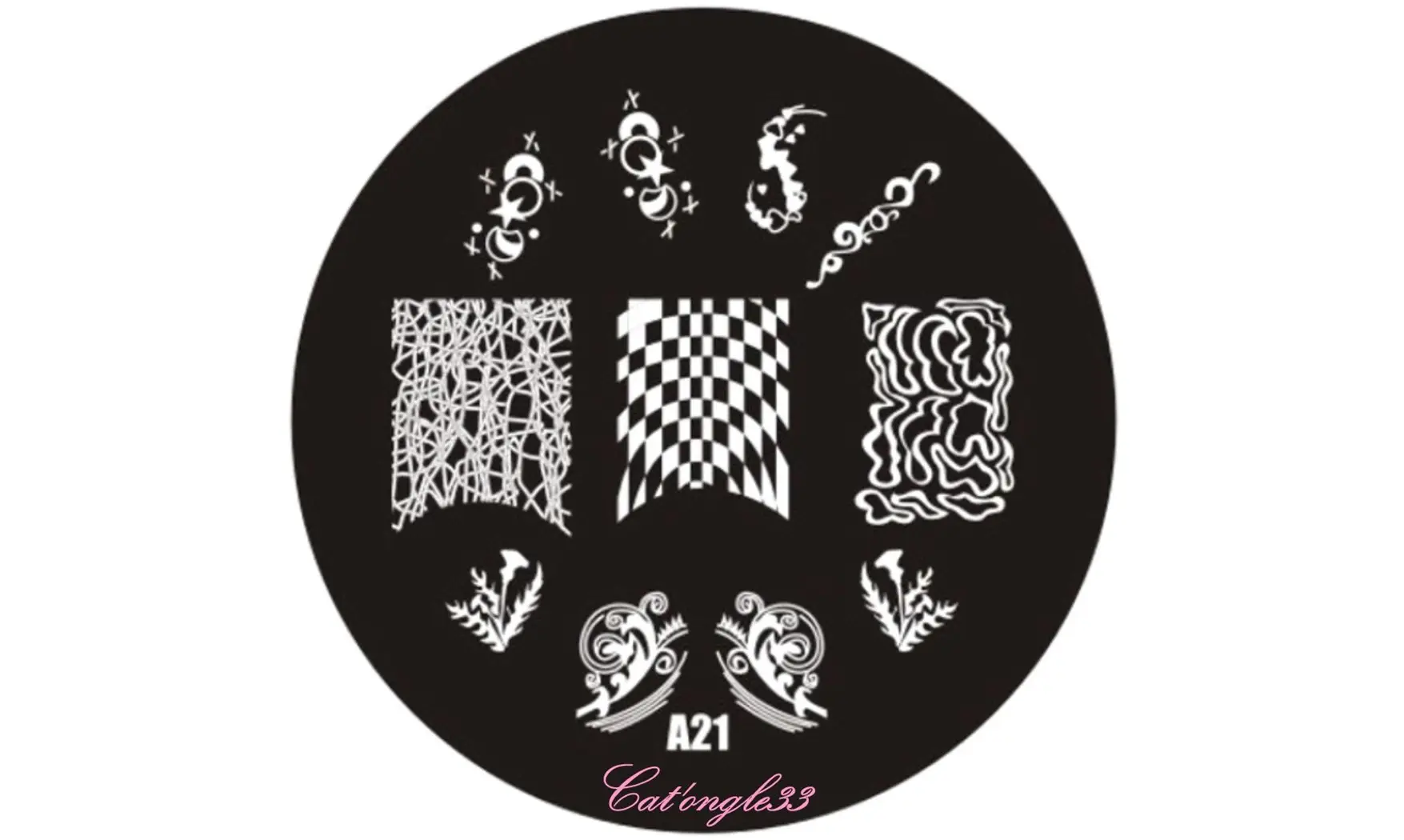 Plaque stamping ronde A21 nail art