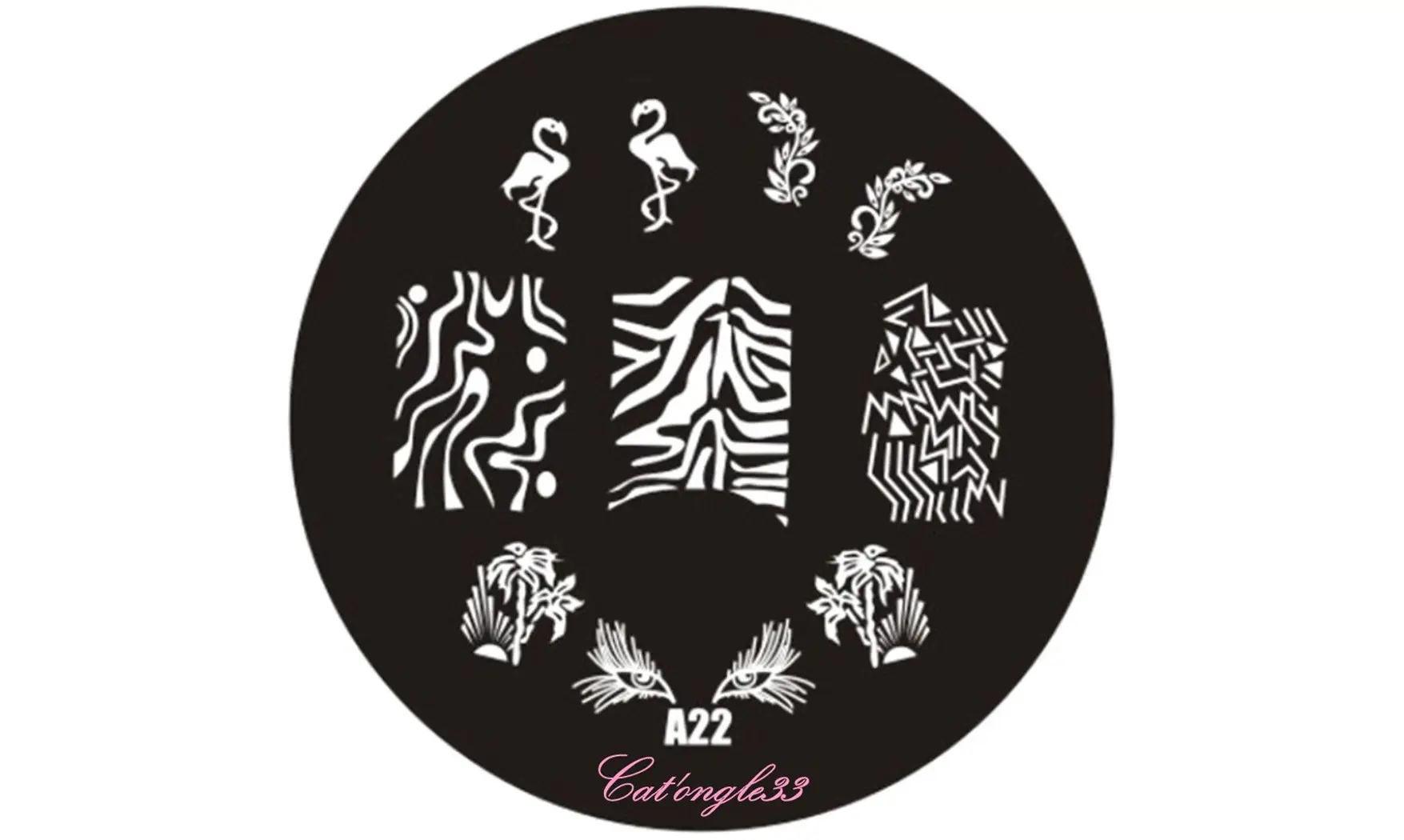 Plaque stamping ronde A22 nail art