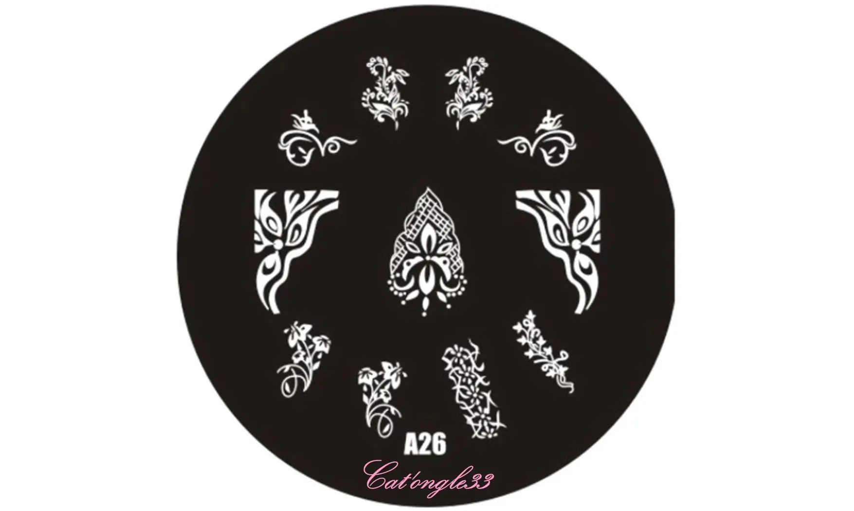 Plaque stamping ronde A26 nail art