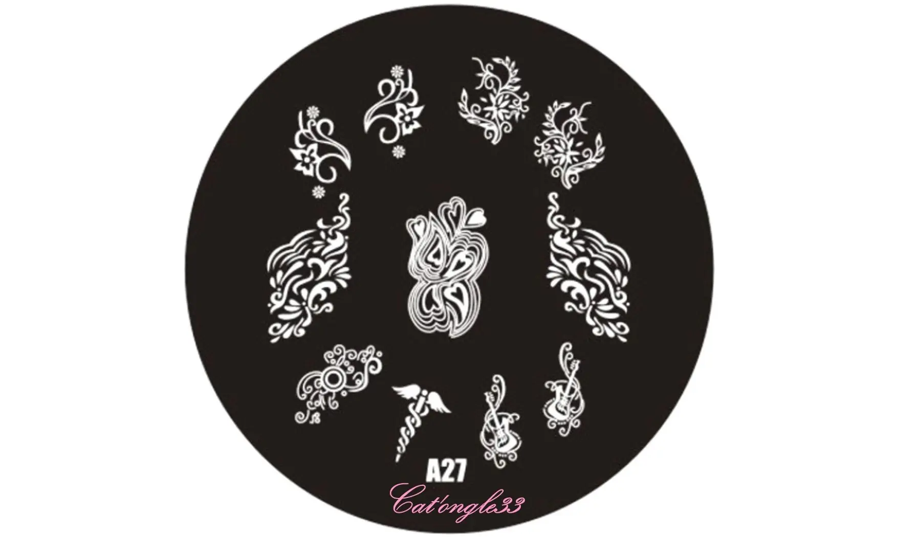 Plaque stamping ronde A27 nail art