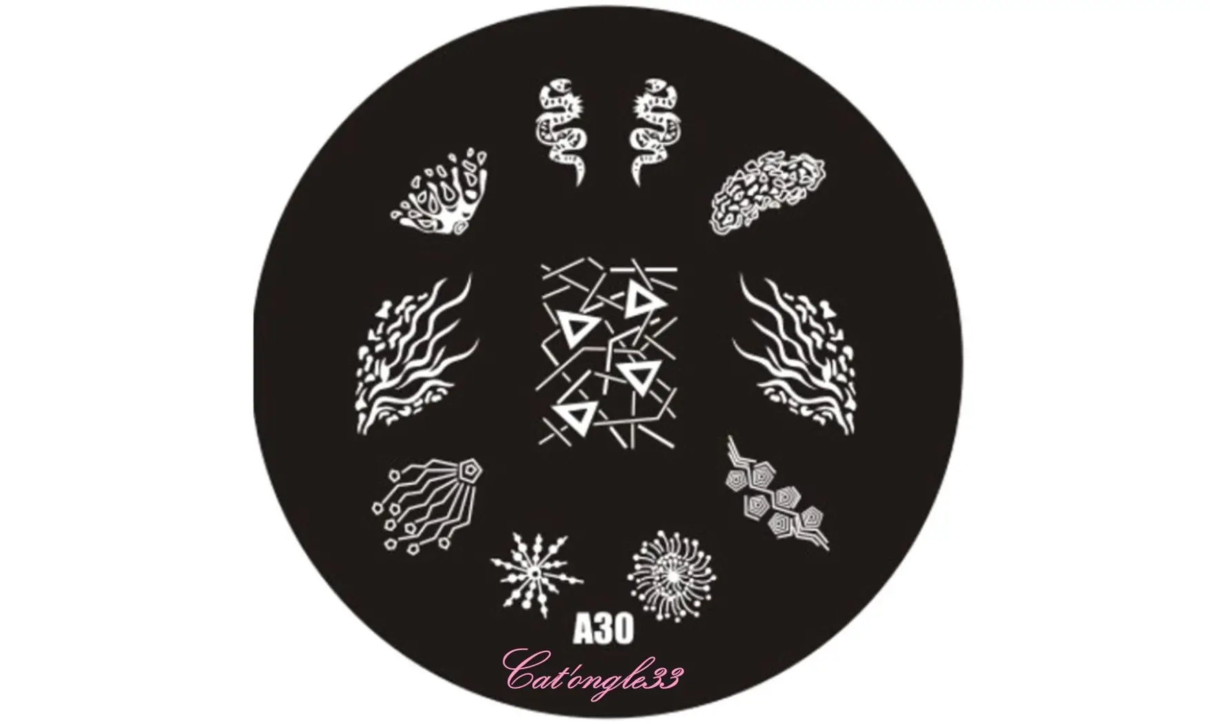 Plaque stamping ronde A30 nail art