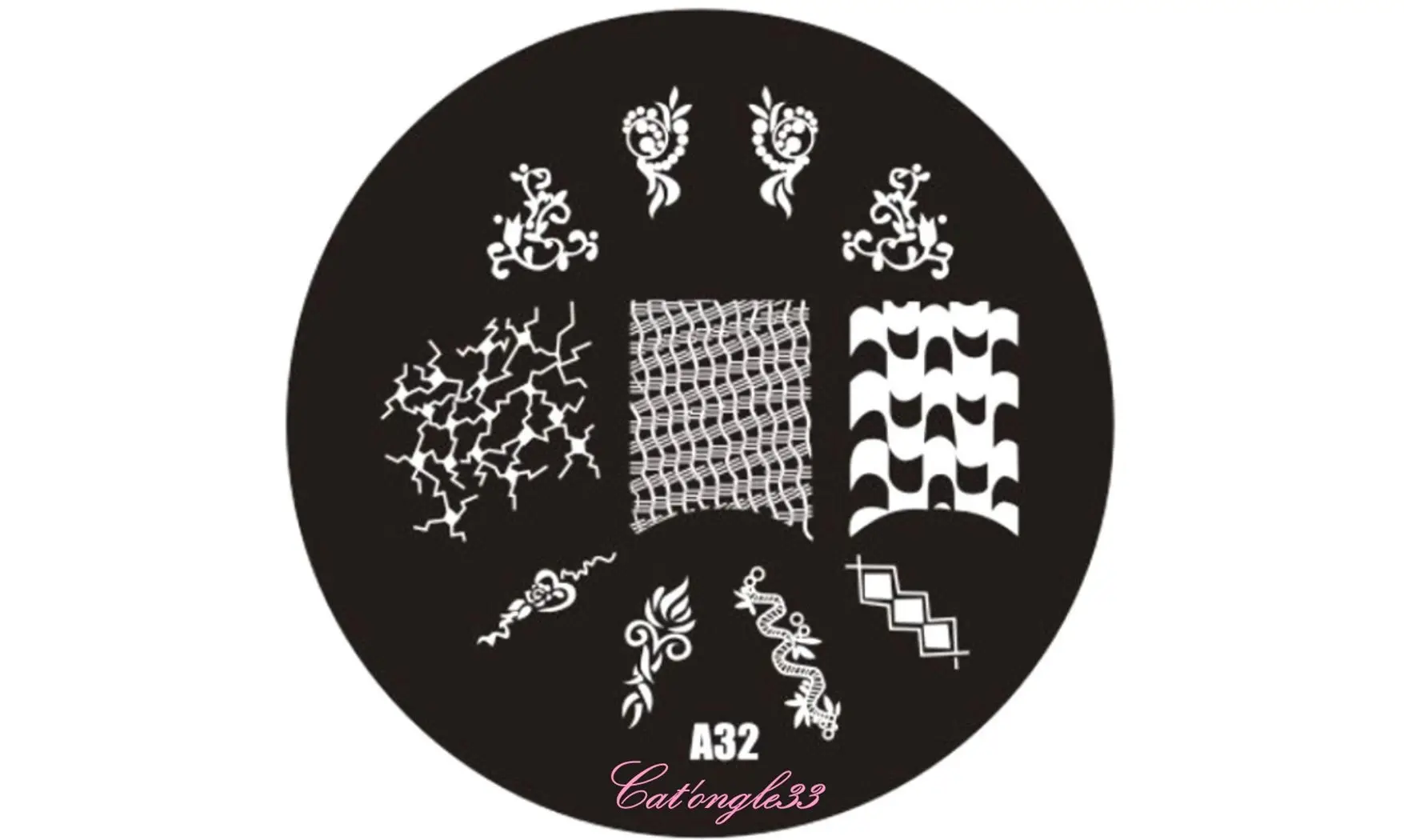 Plaque stamping ronde A32 nail art